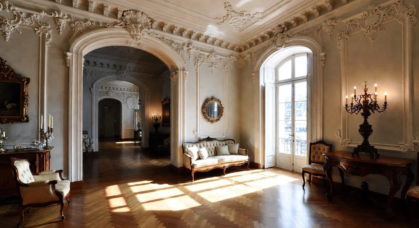 Baroque outdoor space interior design - featuring baroque style furniture, decor, colors, and layout ideas for your outdoor space