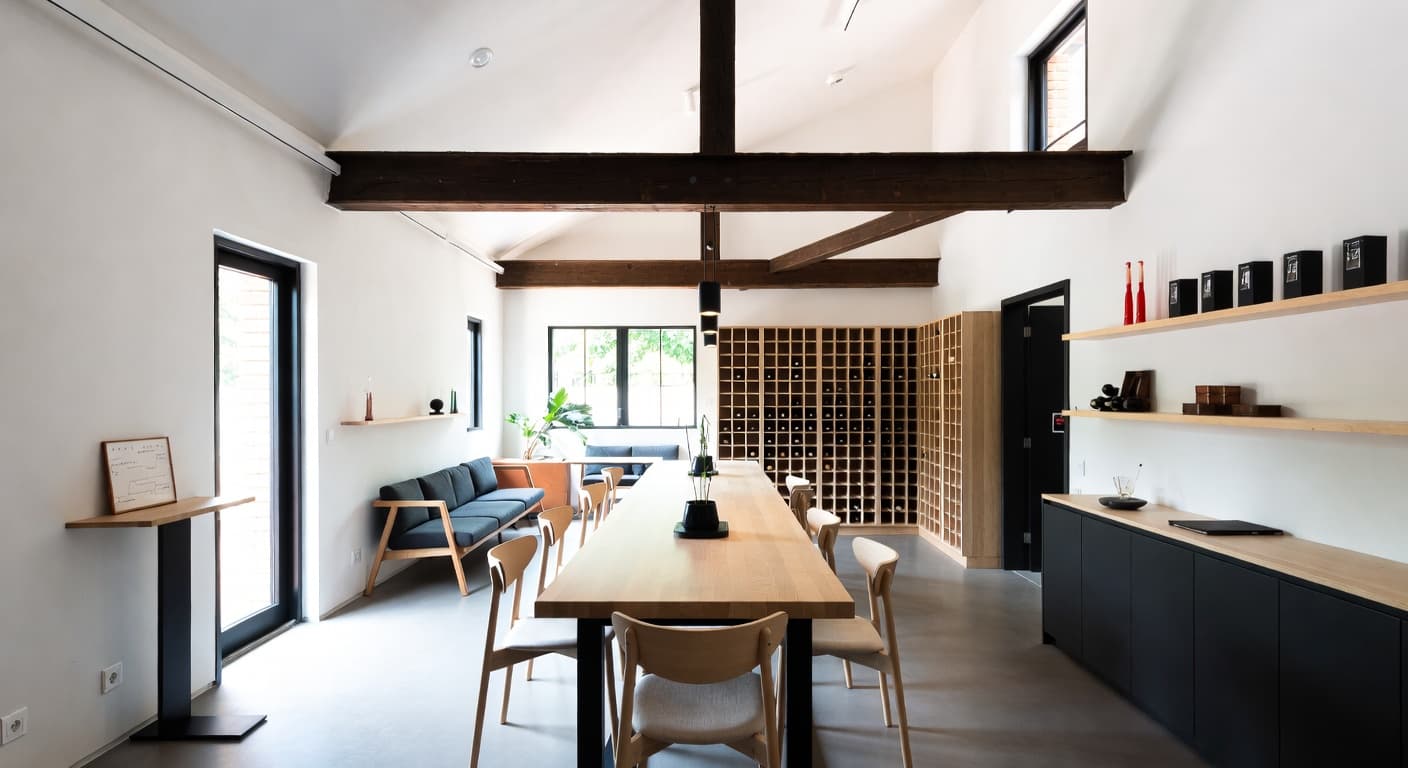 Bauhaus wine cellar interior design - featuring bauhaus style furniture, decor, colors, and layout ideas for your wine cellar