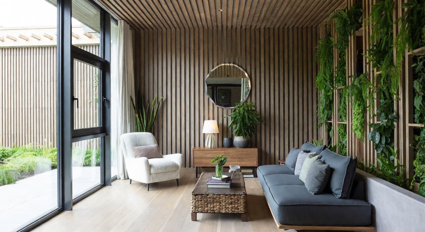 Biophilic meditation space interior design - featuring biophilic style furniture, decor, colors, and layout ideas for your meditation space