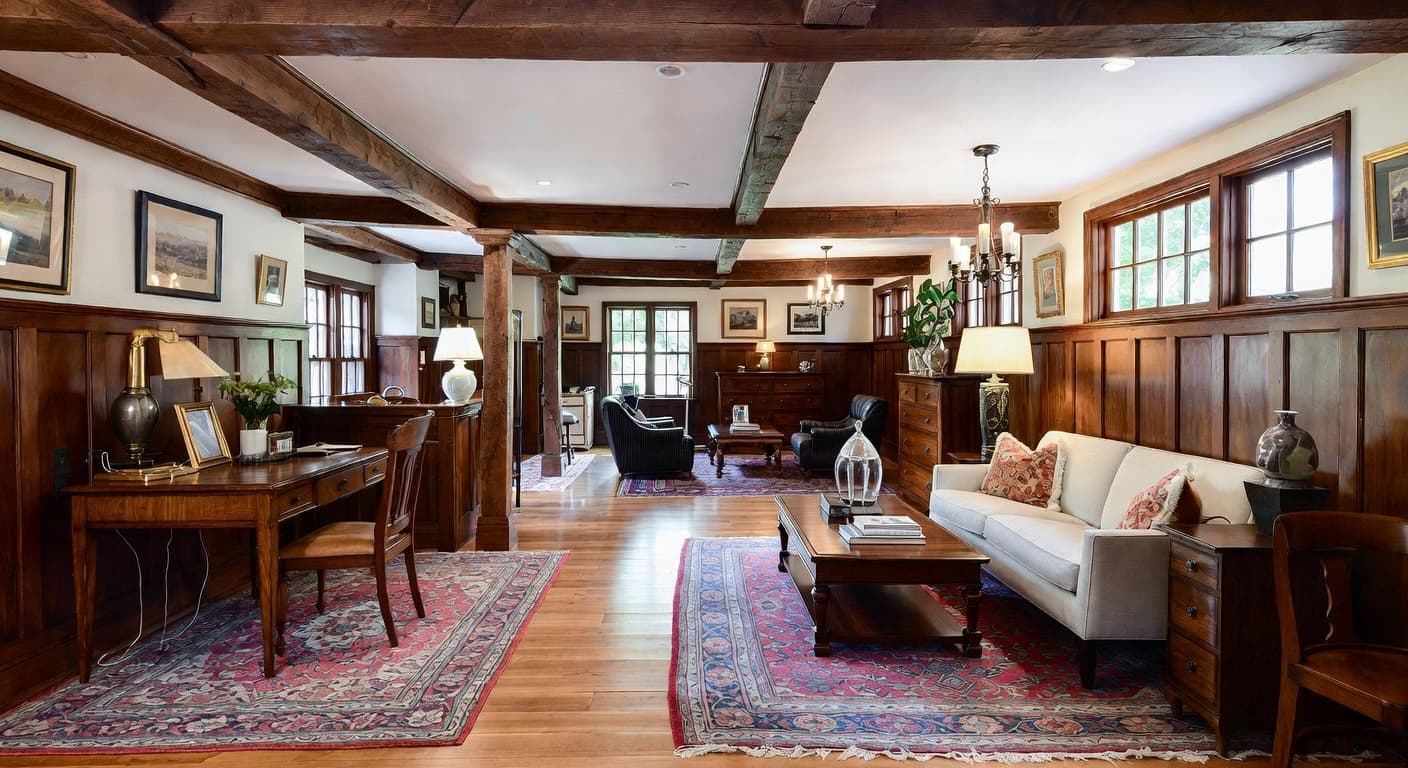 British Colonial basement interior design - featuring british colonial style furniture, decor, colors, and layout ideas for your basement