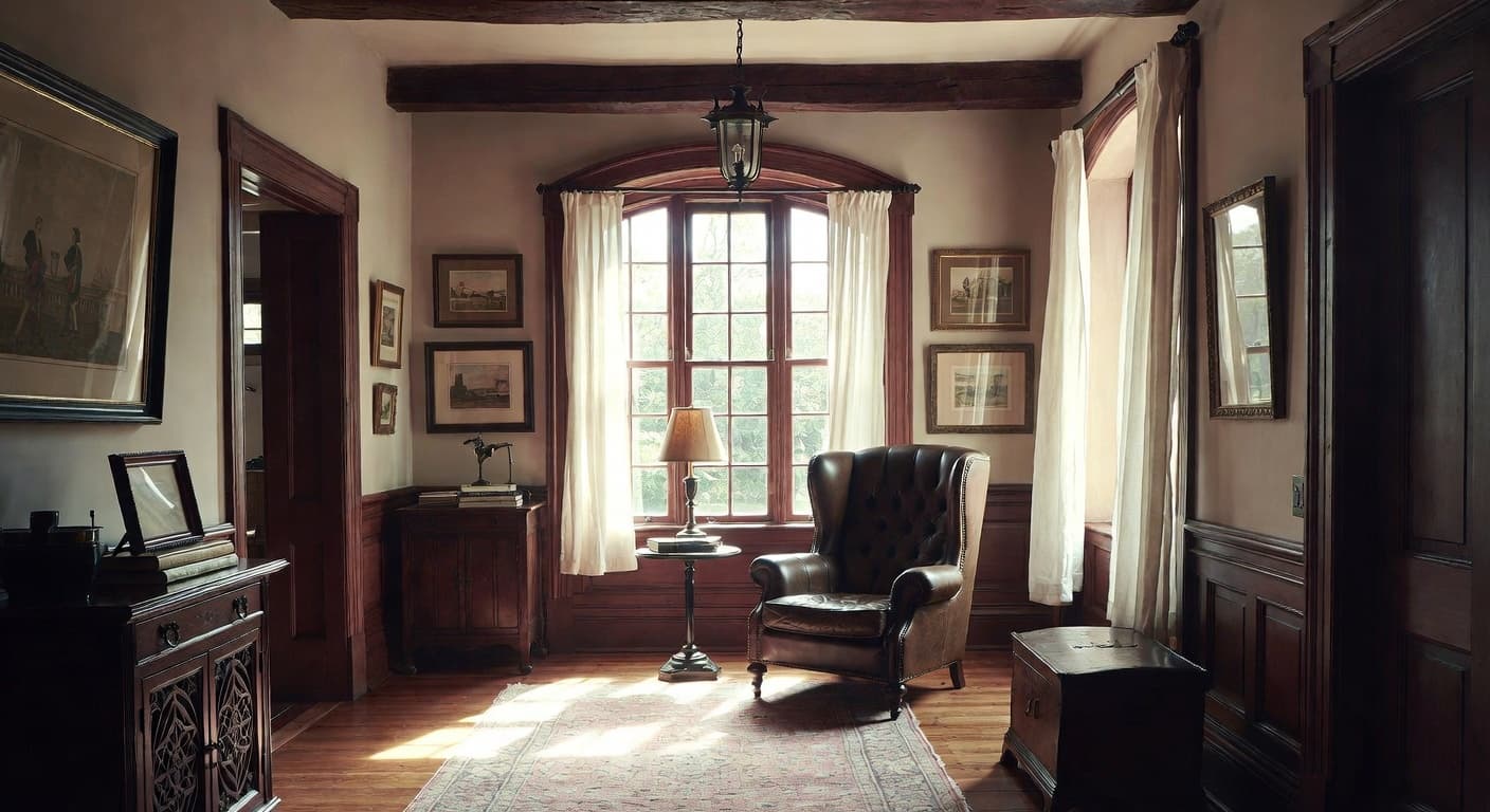 British Colonial reading nook interior design - featuring british colonial style furniture, decor, colors, and layout ideas for your reading nook