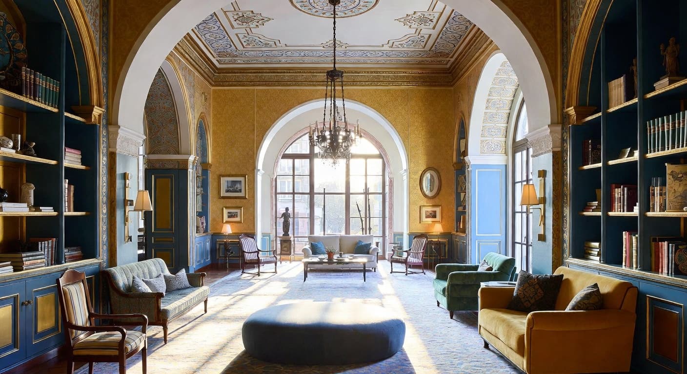 Byzantine playroom interior design - featuring byzantine style furniture, decor, colors, and layout ideas for your playroom