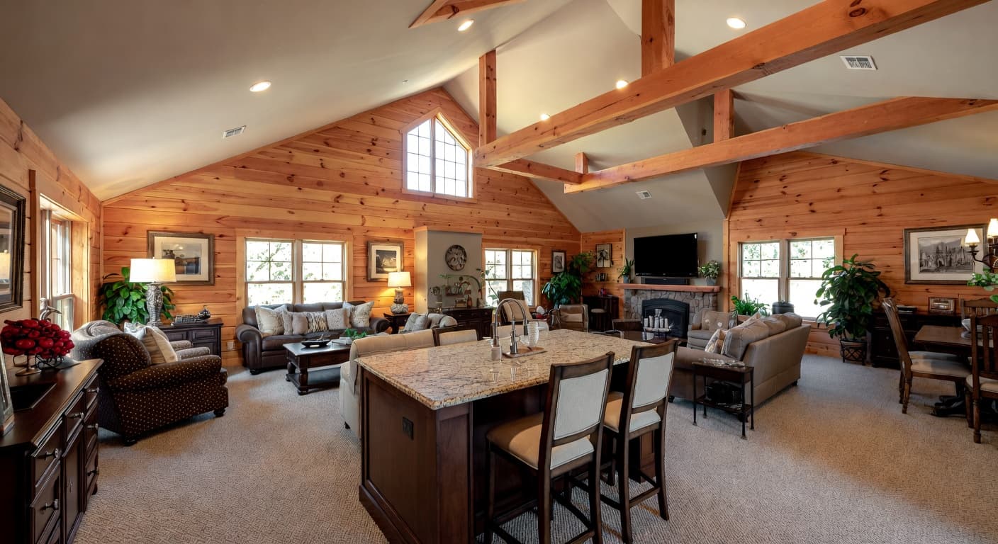 Cabin garage interior interior design - featuring cabin style furniture, decor, colors, and layout ideas for your garage interior