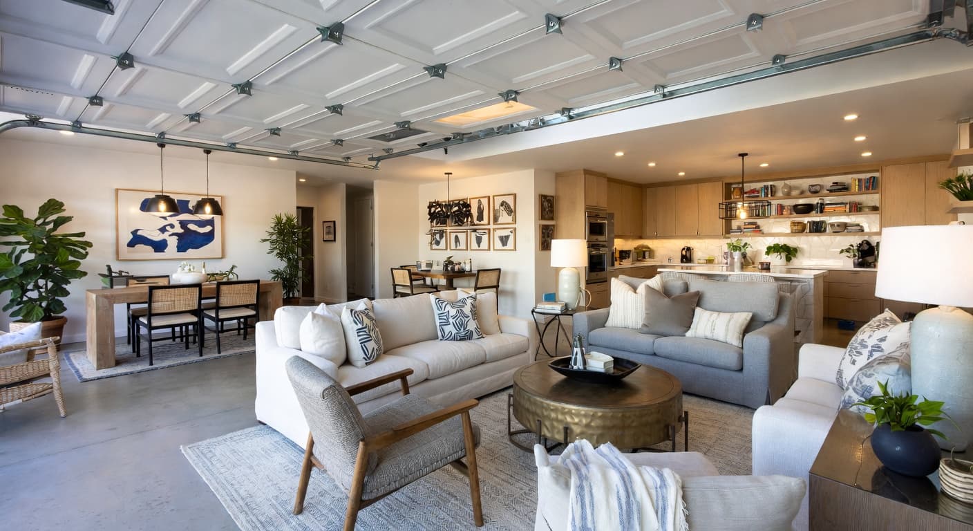 California Casual garage interior interior design - featuring california casual style furniture, decor, colors, and layout ideas for your garage interior