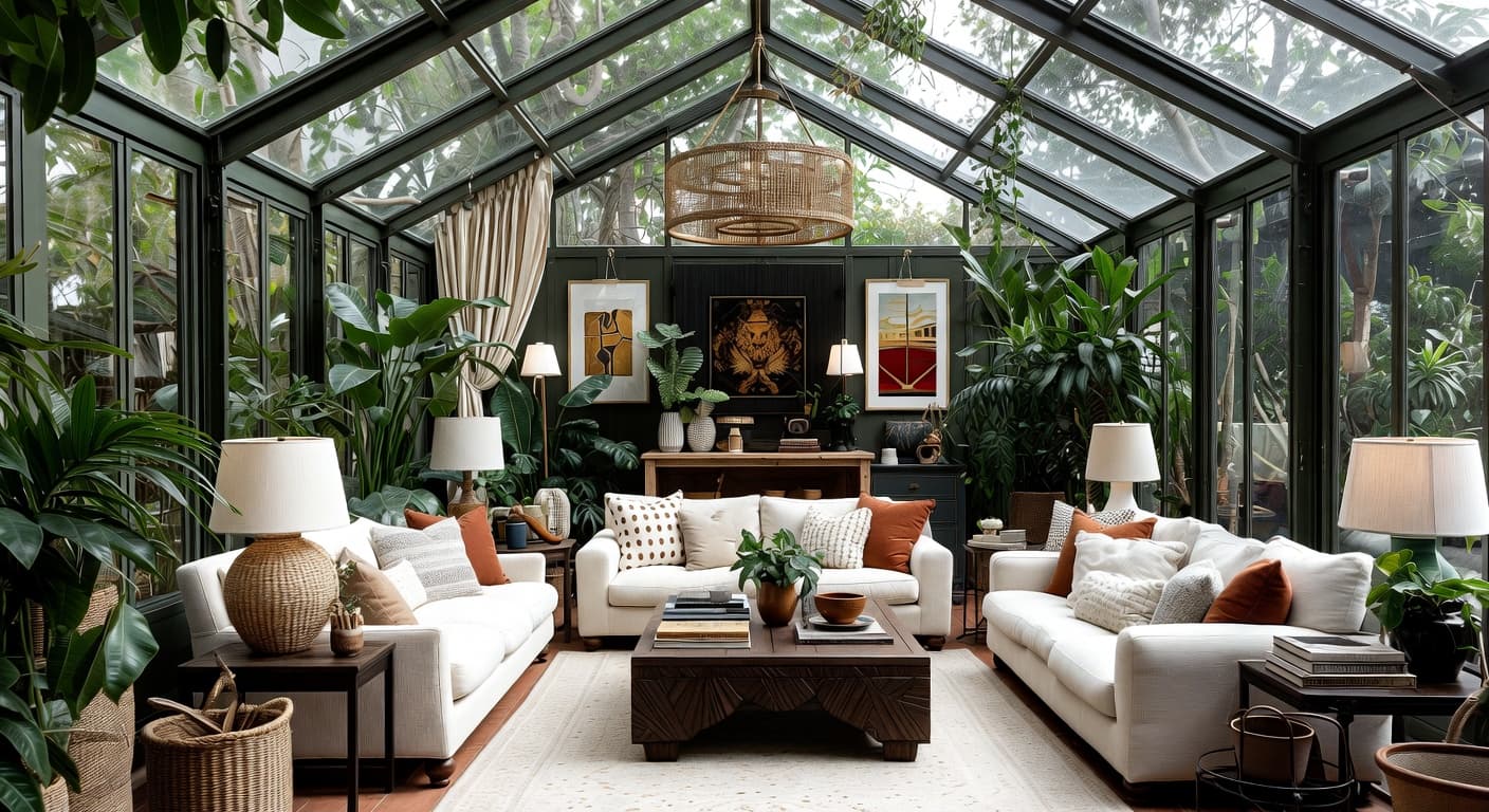 California Casual greenhouse interior design - featuring california casual style furniture, decor, colors, and layout ideas for your greenhouse