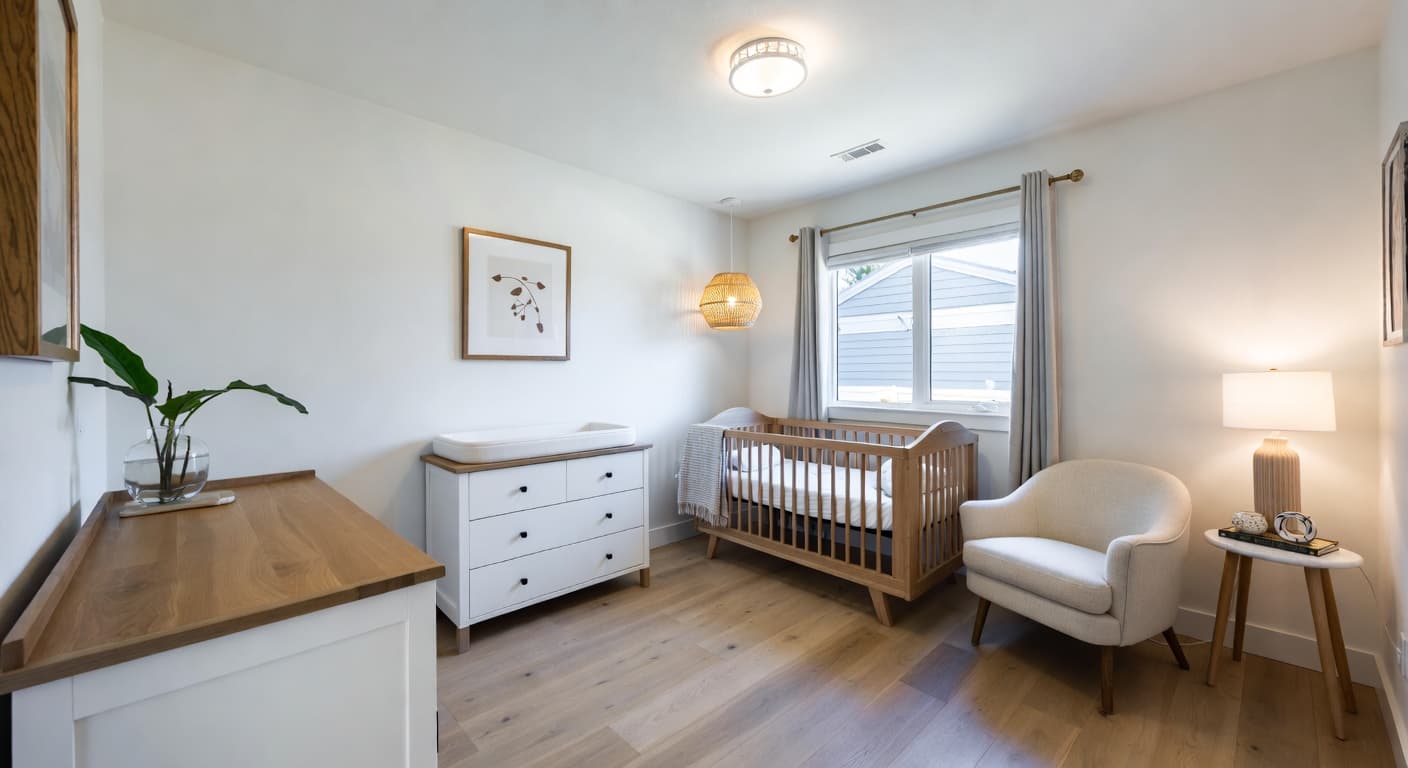 California Casual nursery interior design - featuring california casual style furniture, decor, colors, and layout ideas for your nursery