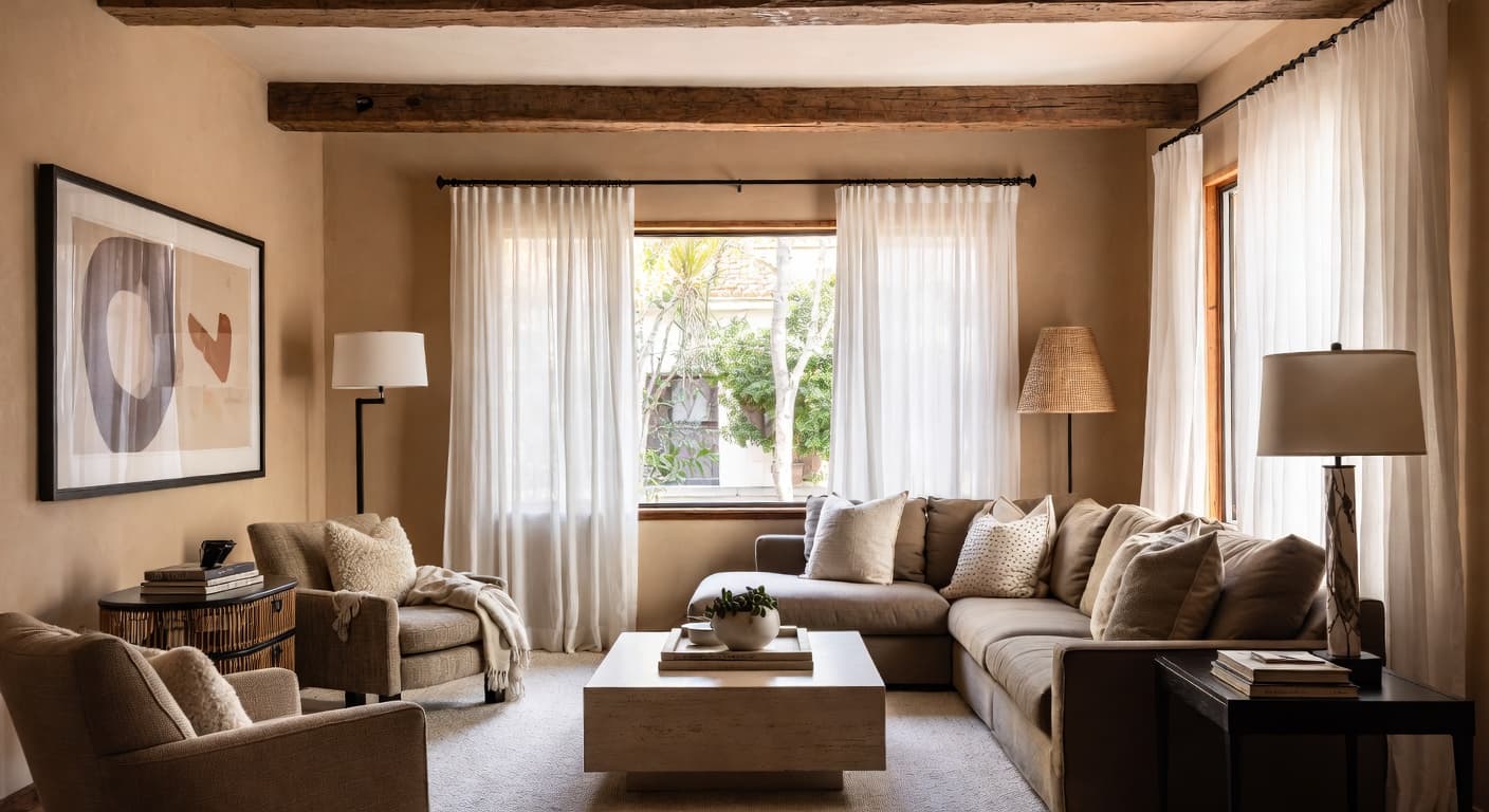 California Casual teen room / den interior design - featuring california casual style furniture, decor, colors, and layout ideas for your teen room / den