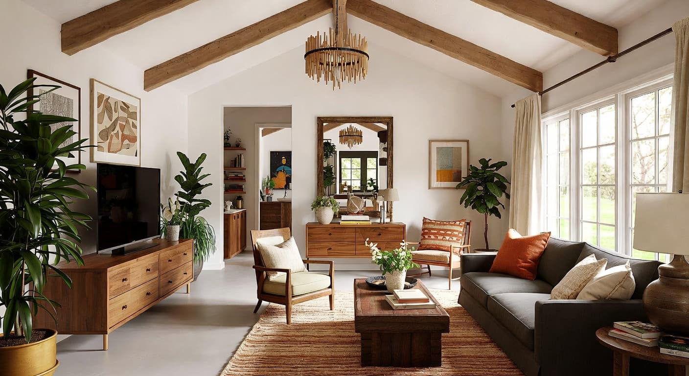 Californian Bohemian game room interior design - featuring californian bohemian style furniture, decor, colors, and layout ideas for your game room