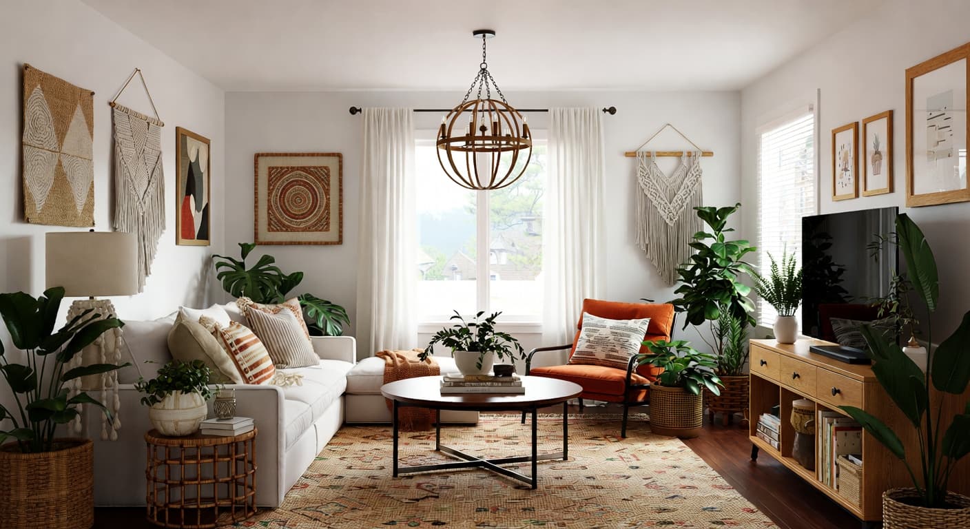 Californian Bohemian Living Room design preview