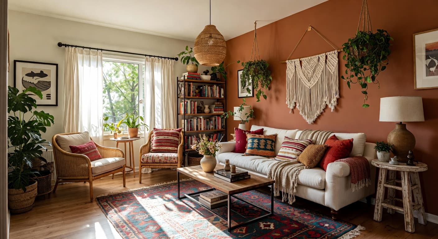 Californian Bohemian outdoor space interior design - featuring californian bohemian style furniture, decor, colors, and layout ideas for your outdoor space