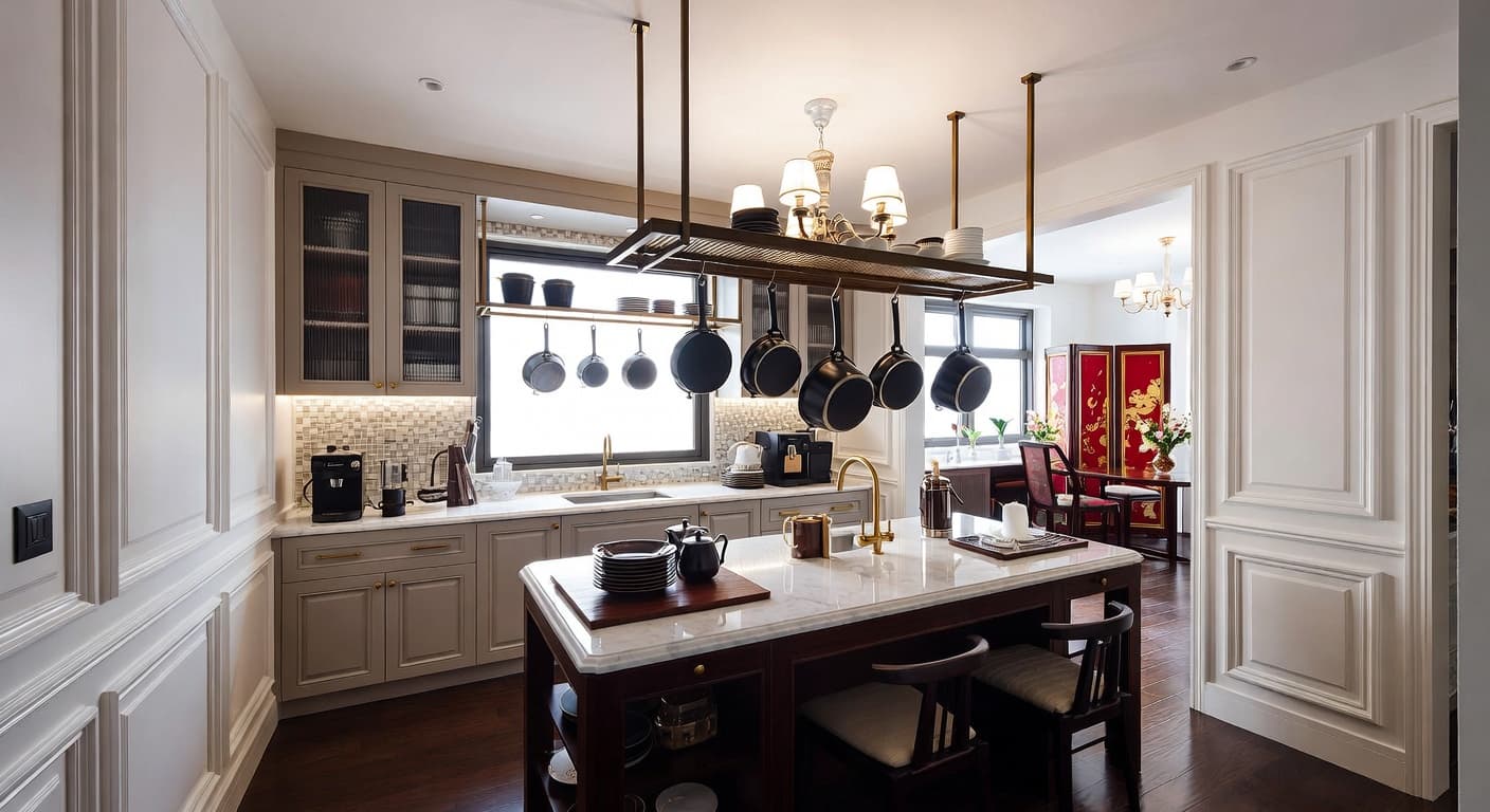 Chinese butler's pantry interior design - featuring chinese style furniture, decor, colors, and layout ideas for your butler's pantry