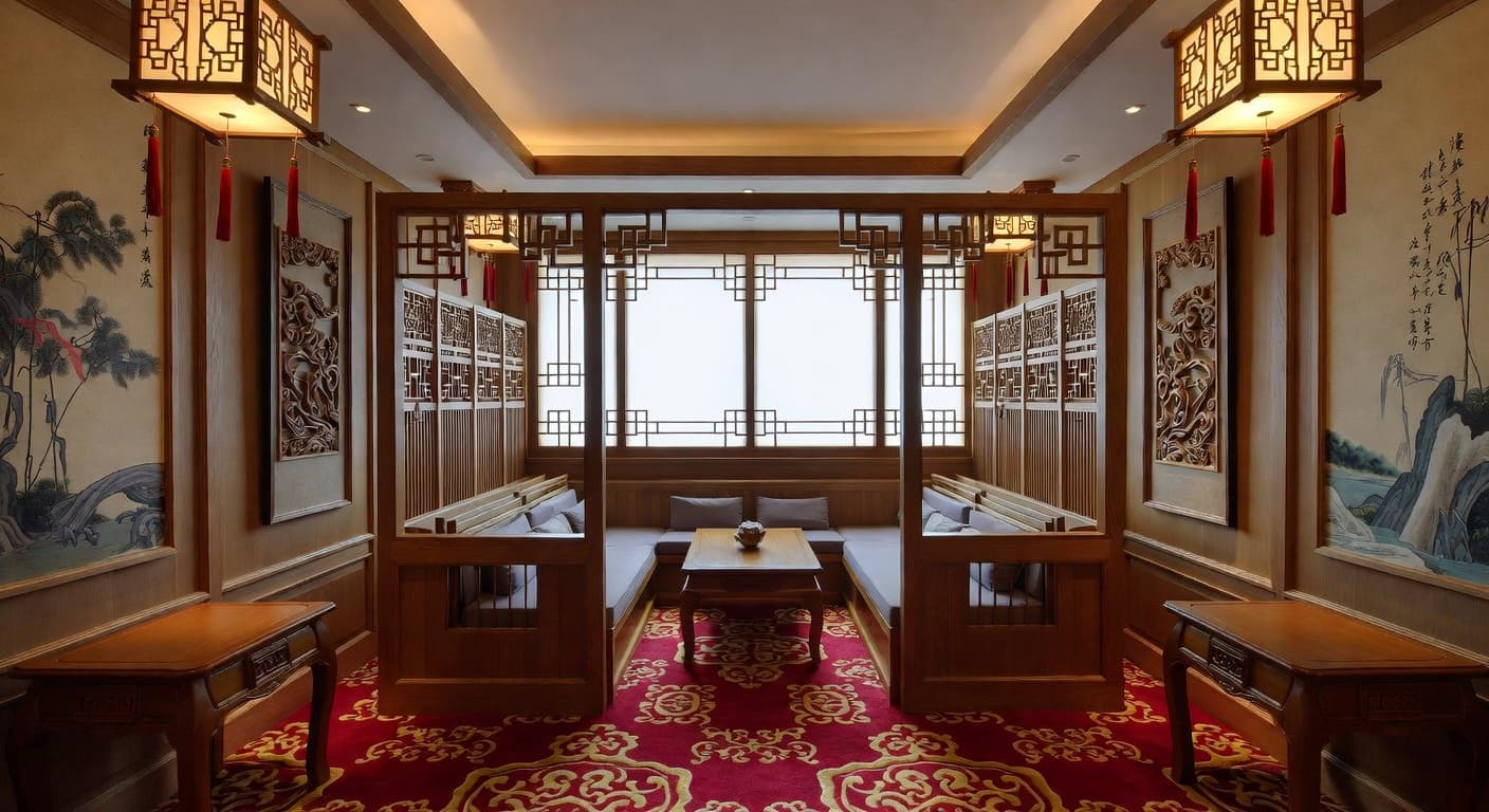 Chinese sauna / spa room interior design - featuring chinese style furniture, decor, colors, and layout ideas for your sauna / spa room