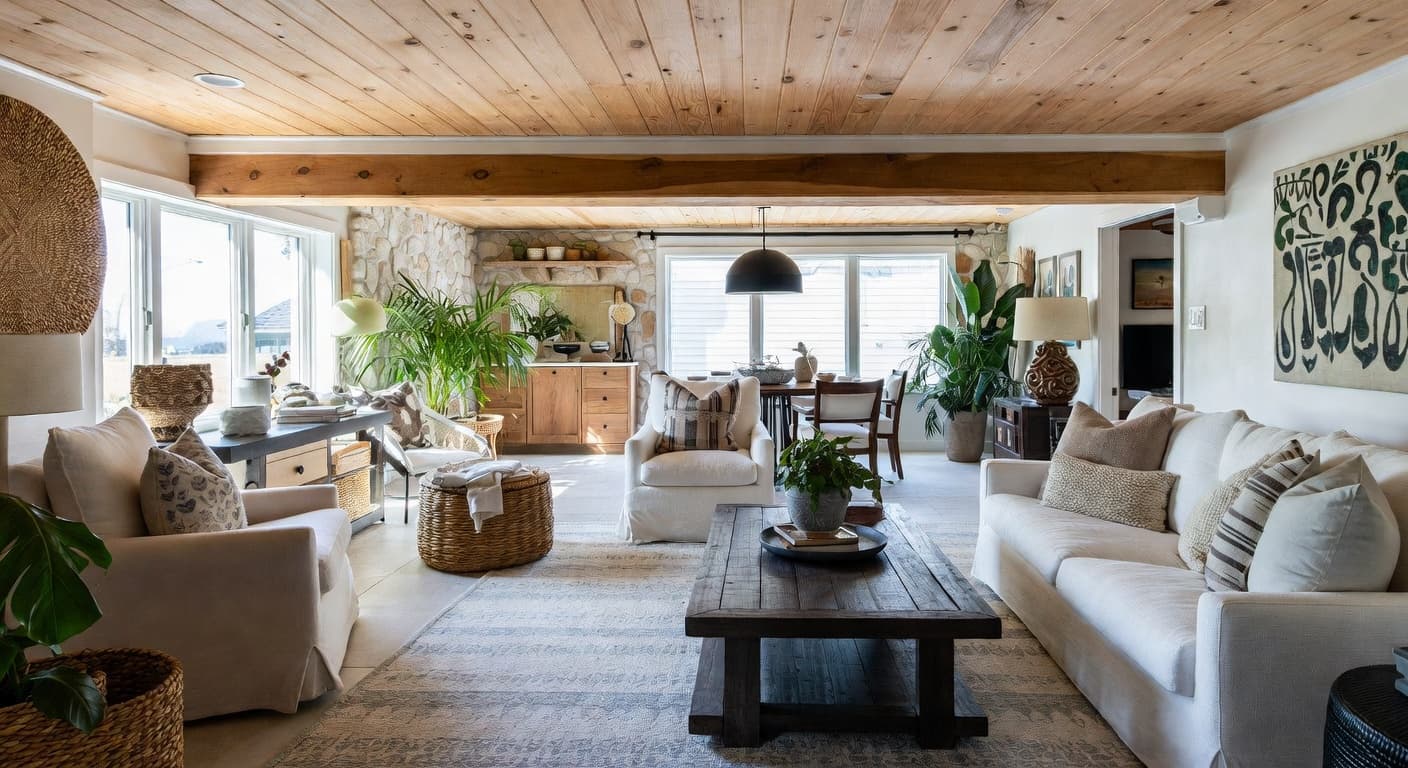 Coastal Grandmother basement interior design - featuring coastal grandmother style furniture, decor, colors, and layout ideas for your basement