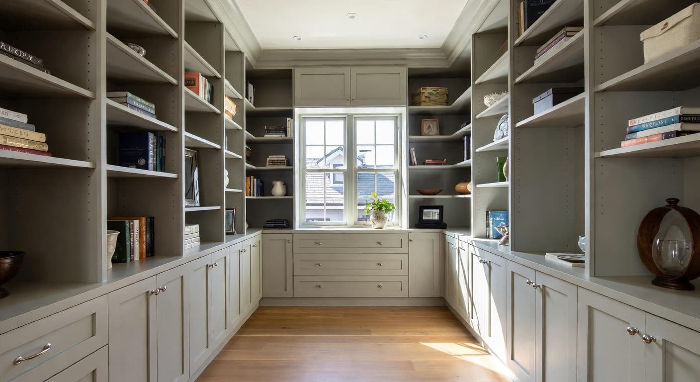 Coastal Grandmother storage room interior design - featuring coastal grandmother style furniture, decor, colors, and layout ideas for your storage room