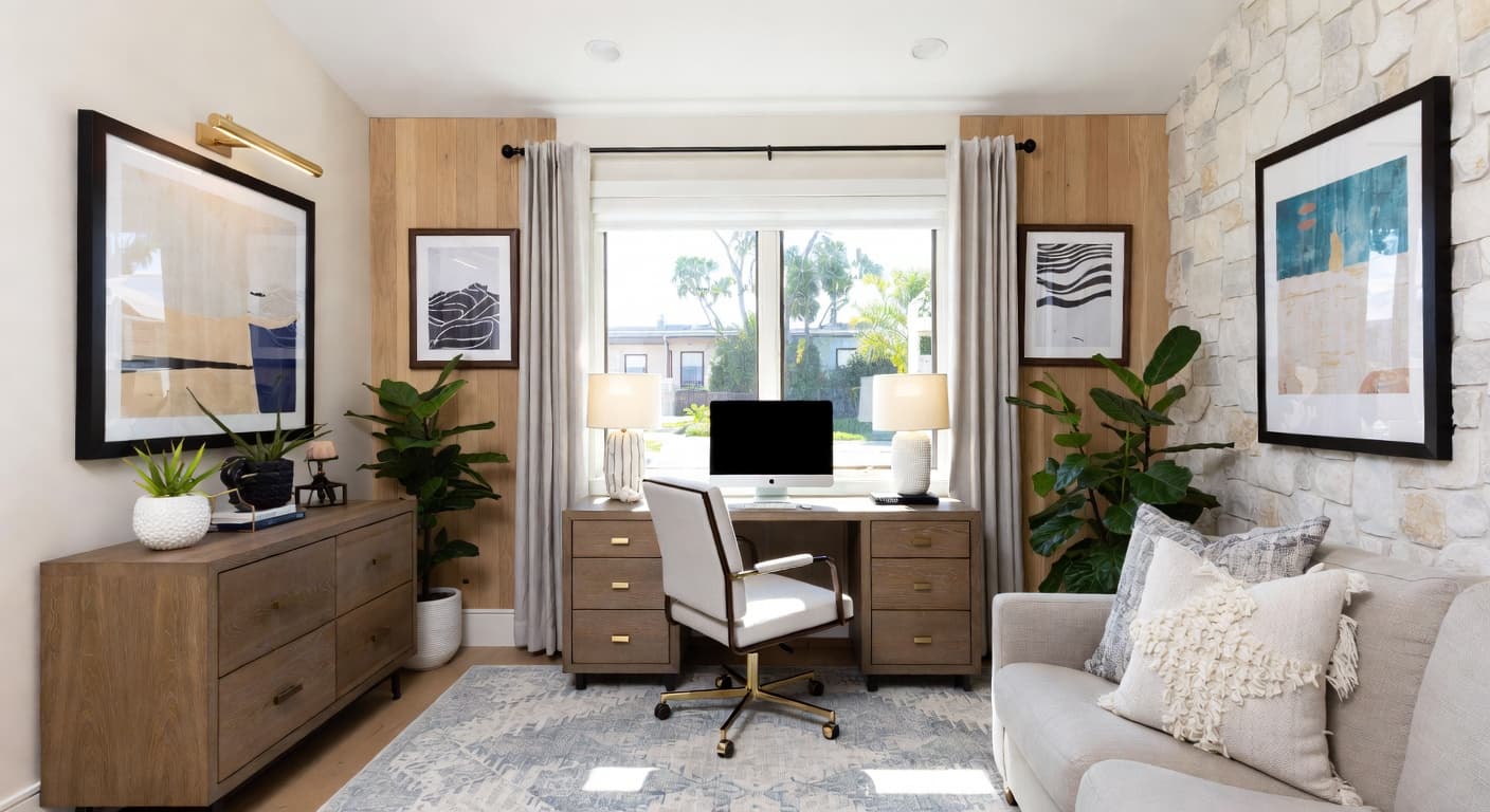 Coastal Grandmother workshop interior design - featuring coastal grandmother style furniture, decor, colors, and layout ideas for your workshop