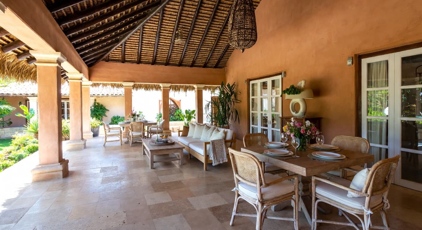 Colonial outdoor space interior design - featuring colonial style furniture, decor, colors, and layout ideas for your outdoor space