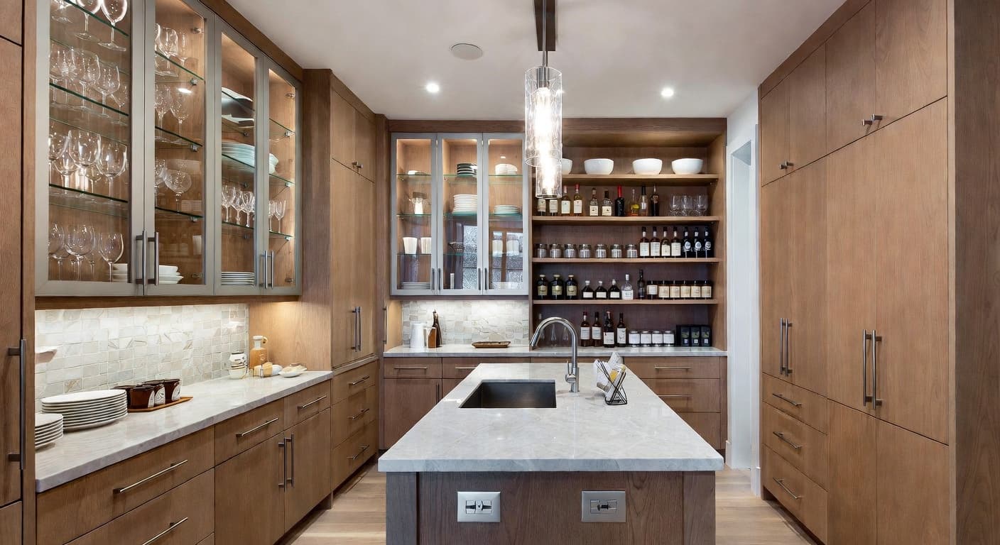 Contemporary butler's pantry interior design - featuring contemporary style furniture, decor, colors, and layout ideas for your butler's pantry