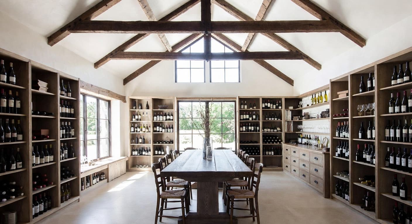 Cottagecore wine cellar interior design - featuring cottagecore style furniture, decor, colors, and layout ideas for your wine cellar