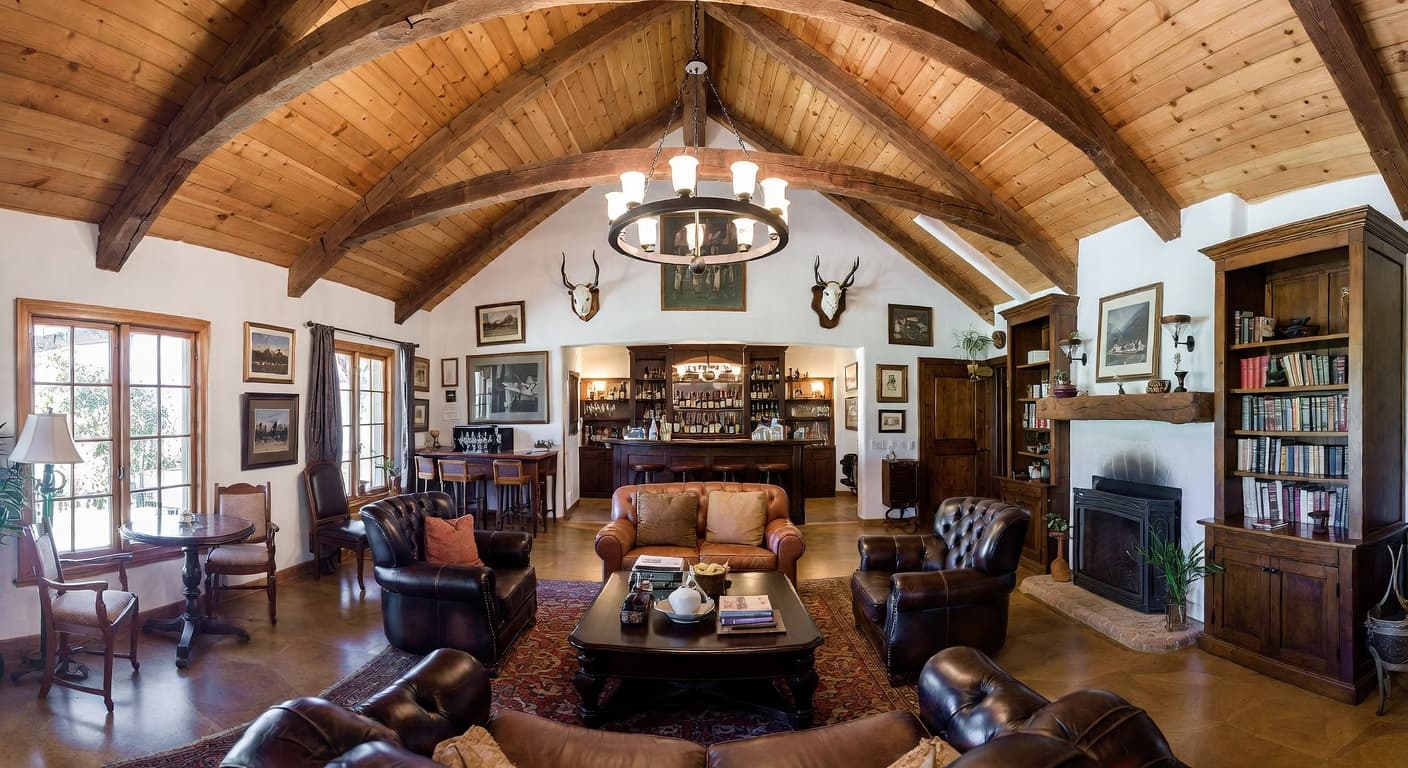 Country smoking room / cigar lounge interior design - featuring country style furniture, decor, colors, and layout ideas for your smoking room / cigar lounge