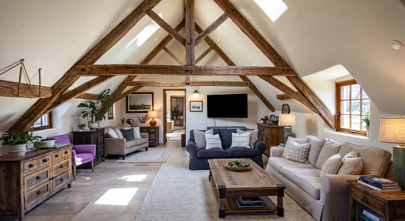 Country teen room / den interior design - featuring country style furniture, decor, colors, and layout ideas for your teen room / den