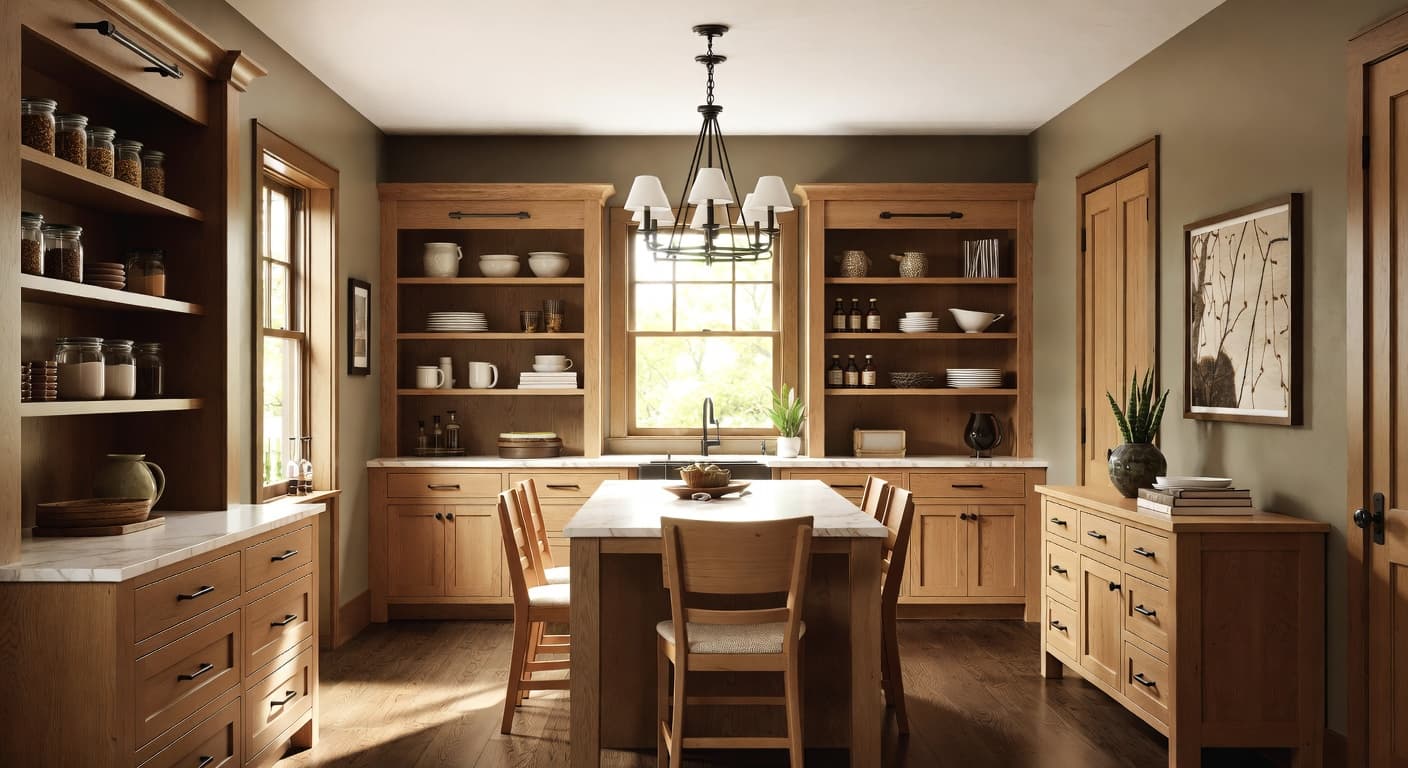 Craftsman pantry interior design - featuring craftsman style furniture, decor, colors, and layout ideas for your pantry