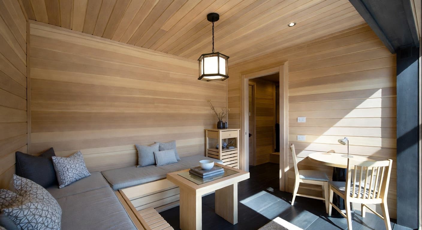 Craftsman sauna / spa room interior design - featuring craftsman style furniture, decor, colors, and layout ideas for your sauna / spa room