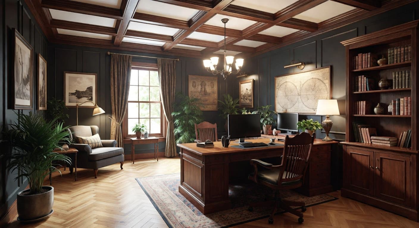 Dark Academia game room interior design - featuring dark academia style furniture, decor, colors, and layout ideas for your game room