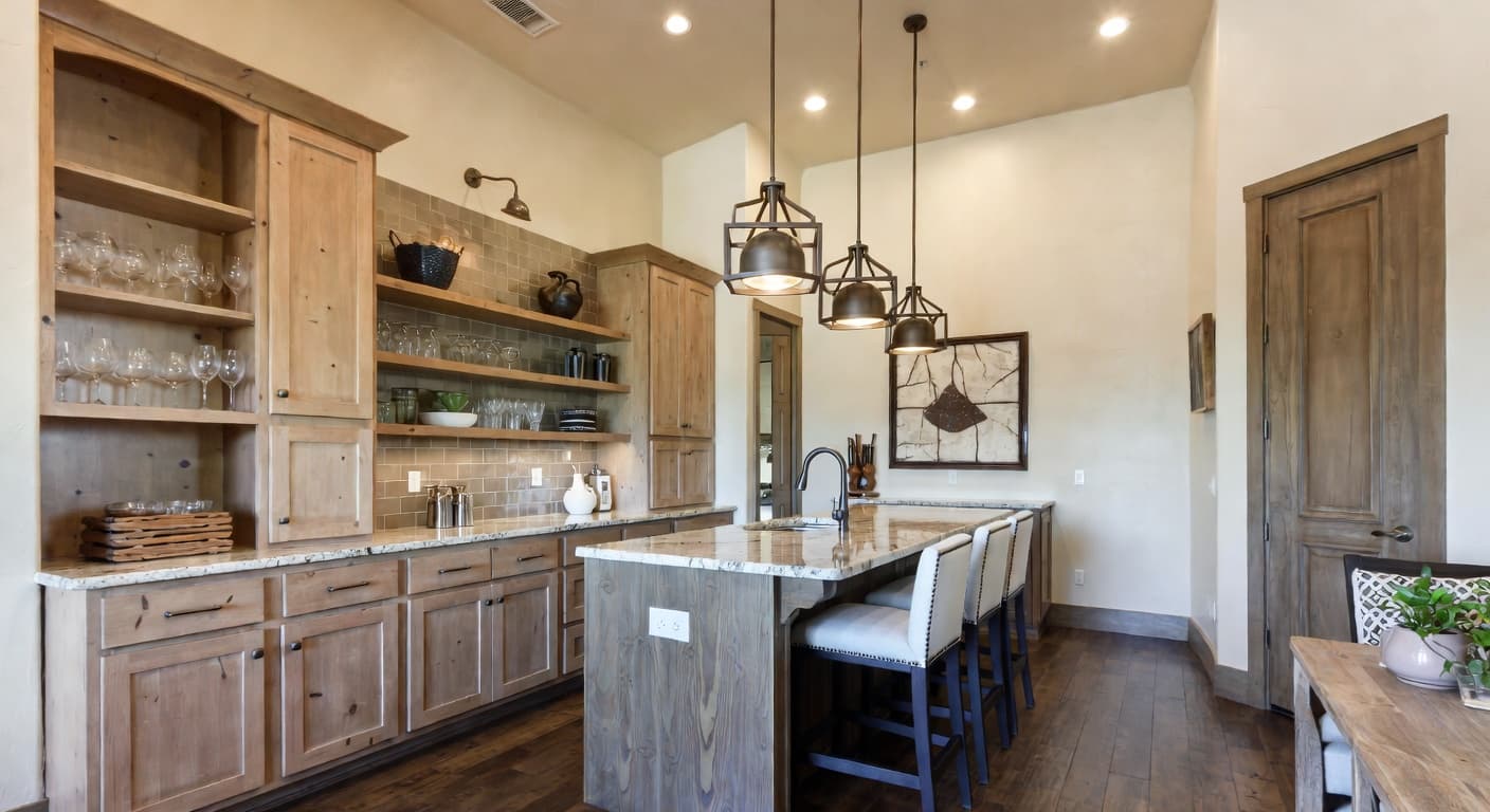 Desert Modern butler's pantry interior design - featuring desert modern style furniture, decor, colors, and layout ideas for your butler's pantry