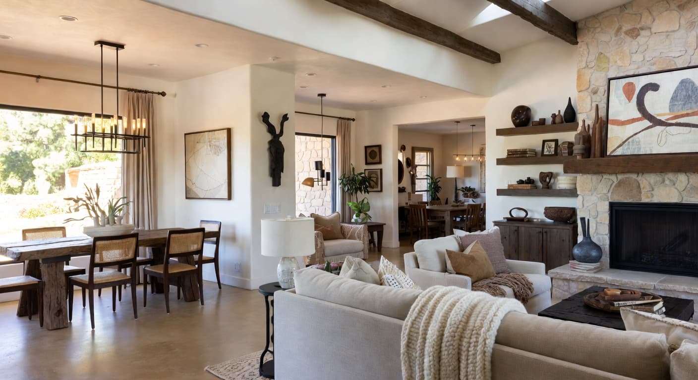 Desert Modern entryway interior design - featuring desert modern style furniture, decor, colors, and layout ideas for your entryway