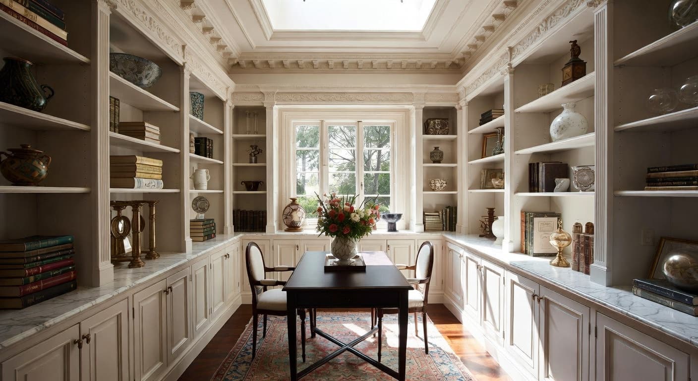 Digital Baroque pantry interior design - featuring digital baroque style furniture, decor, colors, and layout ideas for your pantry