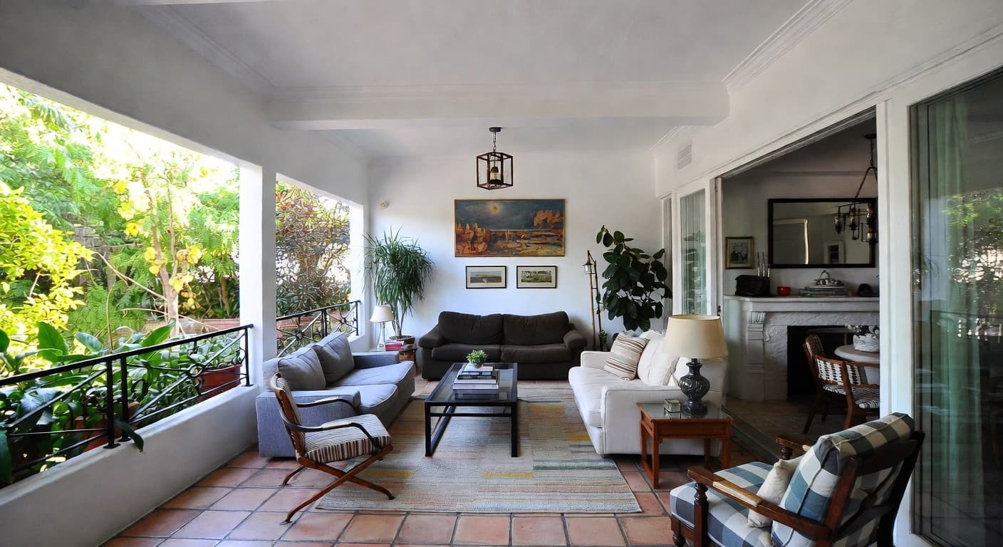 Eclectic outdoor space interior design - featuring eclectic style furniture, decor, colors, and layout ideas for your outdoor space