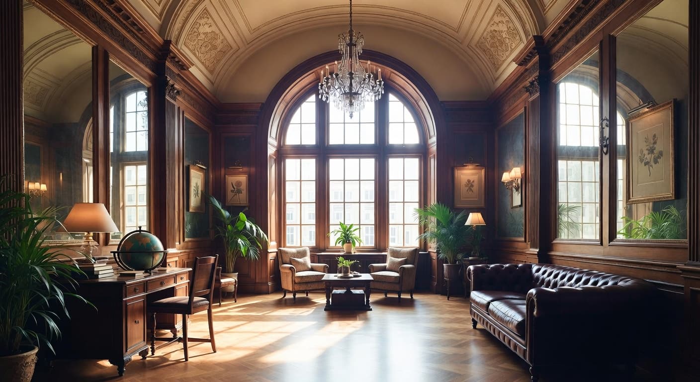 Edwardian observatory interior design - featuring edwardian style furniture, decor, colors, and layout ideas for your observatory