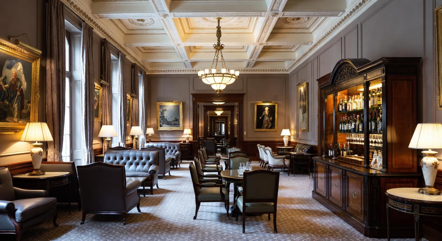 Empire smoking room / cigar lounge interior design - featuring empire style furniture, decor, colors, and layout ideas for your smoking room / cigar lounge