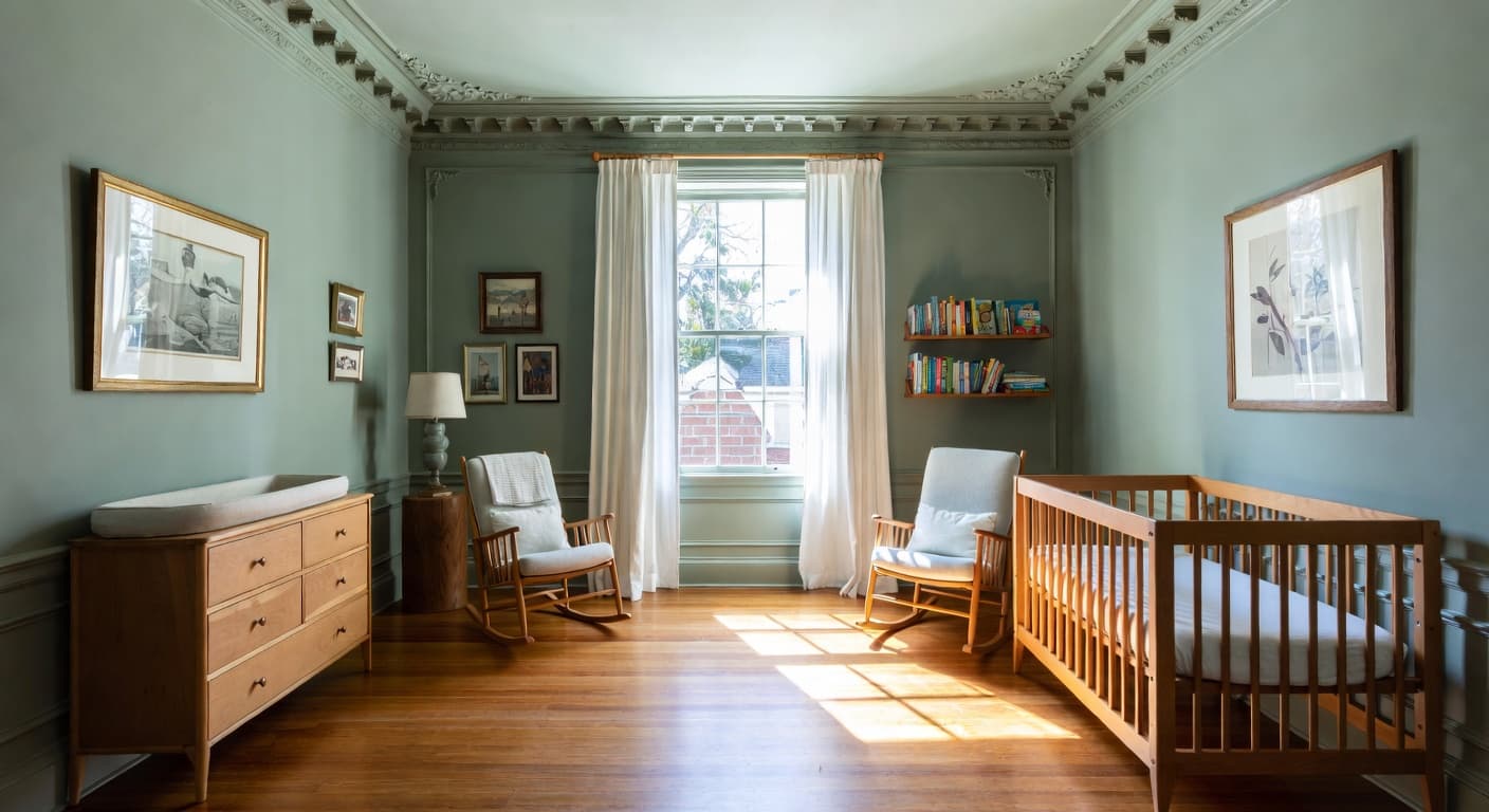 Federal kids room interior design - featuring federal style furniture, decor, colors, and layout ideas for your kids room