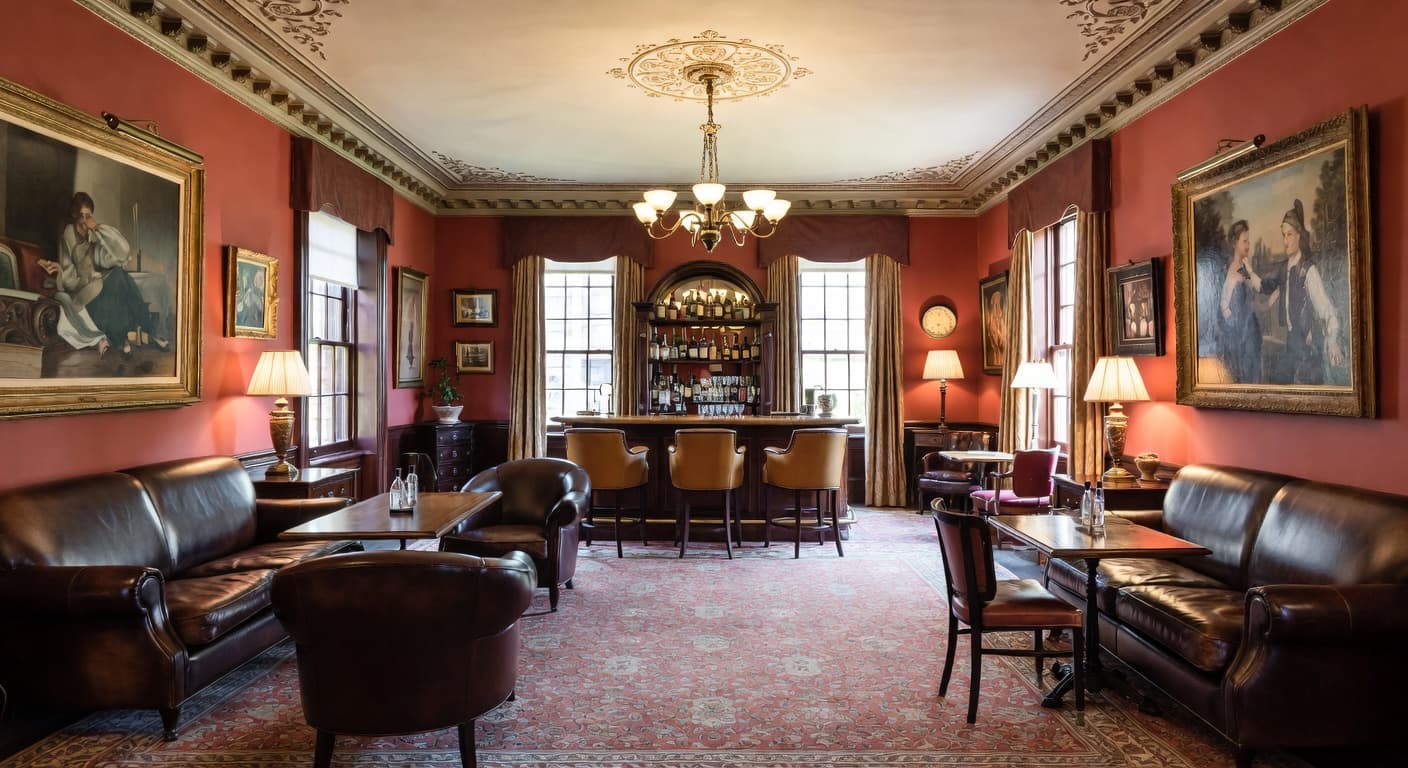 Federal smoking room / cigar lounge interior design - featuring federal style furniture, decor, colors, and layout ideas for your smoking room / cigar lounge