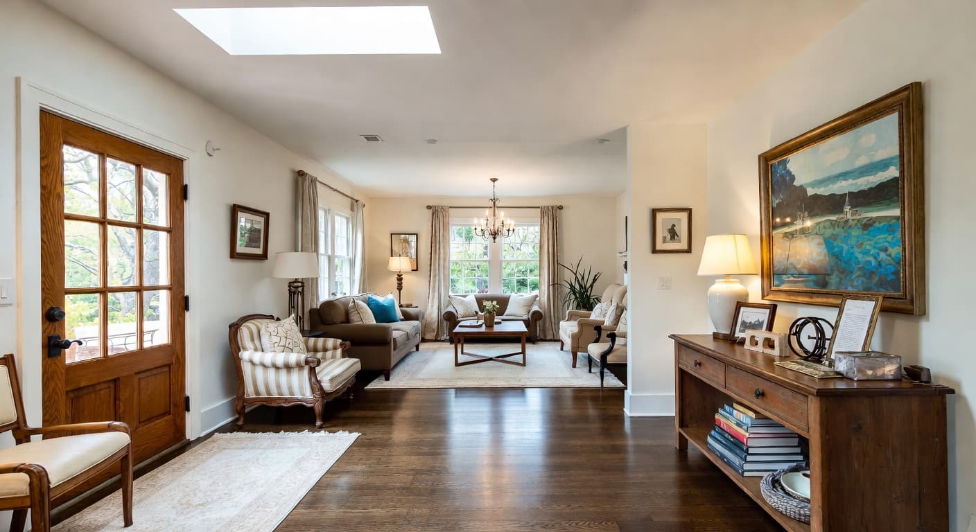 French Country entryway interior design - featuring french country style furniture, decor, colors, and layout ideas for your entryway