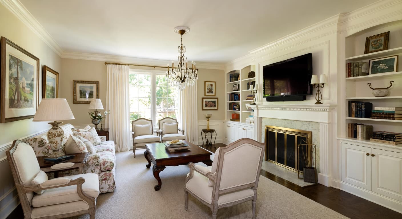 French Country game room interior design - featuring french country style furniture, decor, colors, and layout ideas for your game room