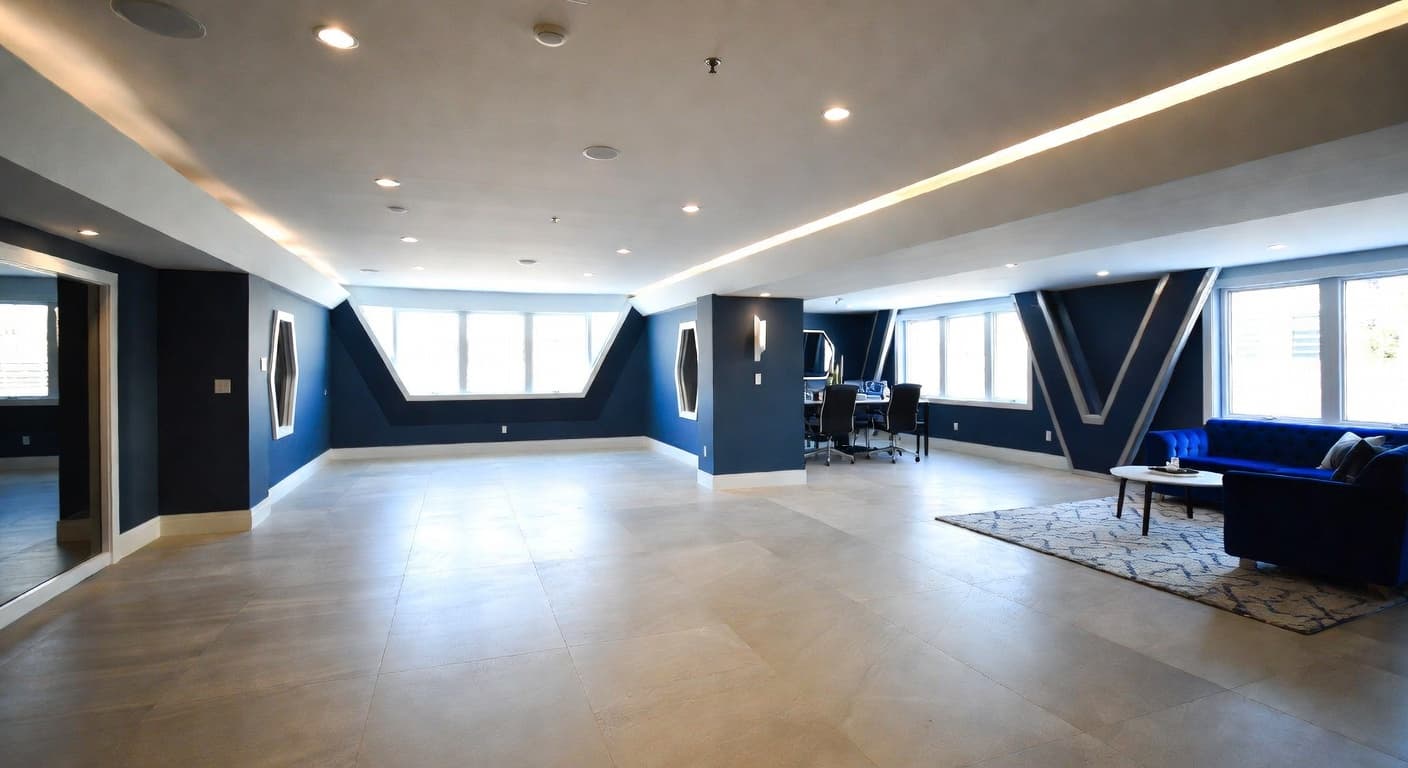 Futuristic basement interior design - featuring futuristic style furniture, decor, colors, and layout ideas for your basement