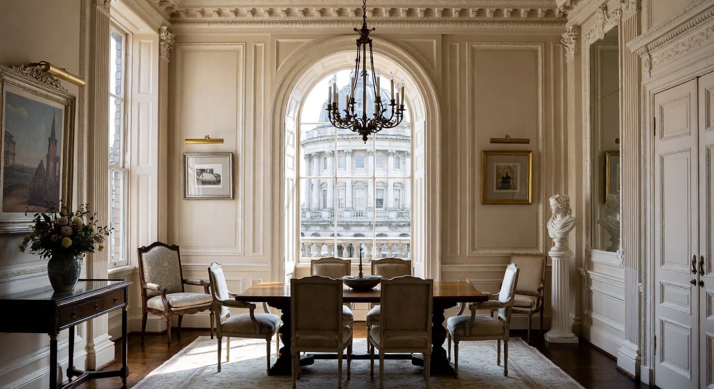 Georgian observatory interior design - featuring georgian style furniture, decor, colors, and layout ideas for your observatory