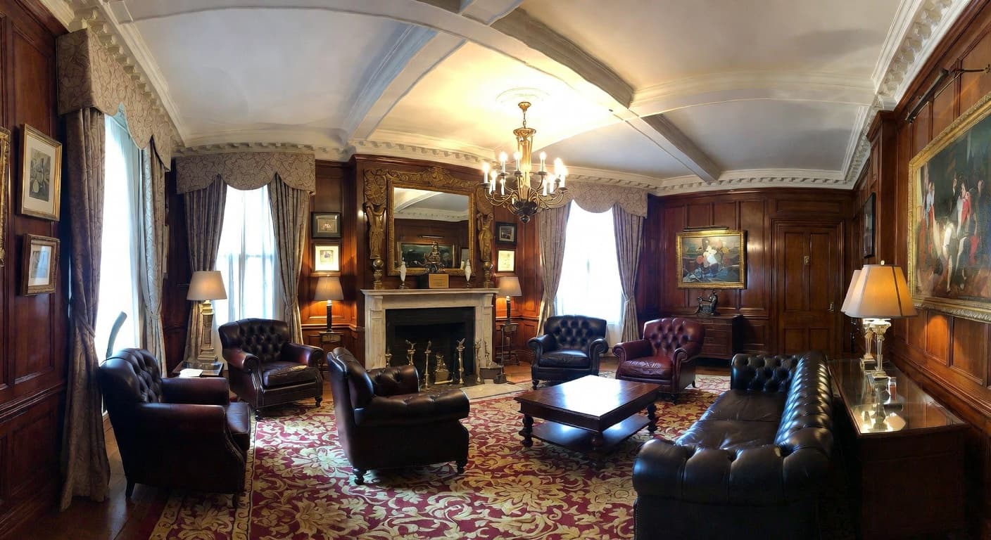 Georgian smoking room / cigar lounge interior design - featuring georgian style furniture, decor, colors, and layout ideas for your smoking room / cigar lounge