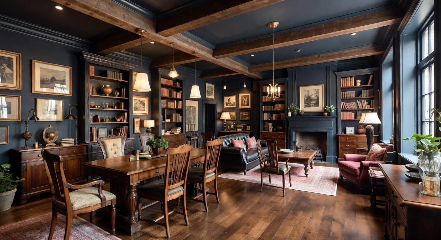 Gothic craft room / studio interior design - featuring gothic style furniture, decor, colors, and layout ideas for your craft room / studio