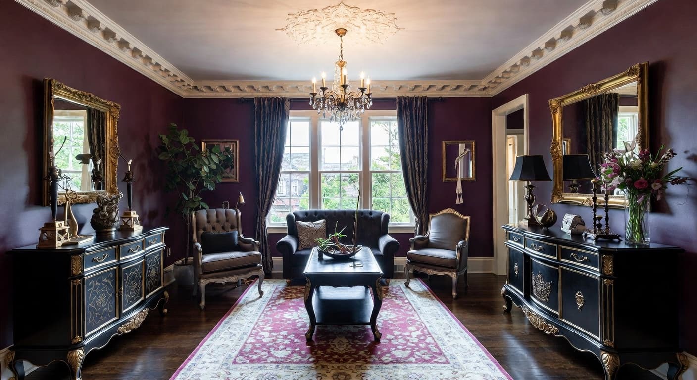 Gothic kids room interior design - featuring gothic style furniture, decor, colors, and layout ideas for your kids room