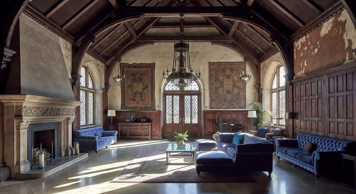 Gothic meditation space interior design - featuring gothic style furniture, decor, colors, and layout ideas for your meditation space