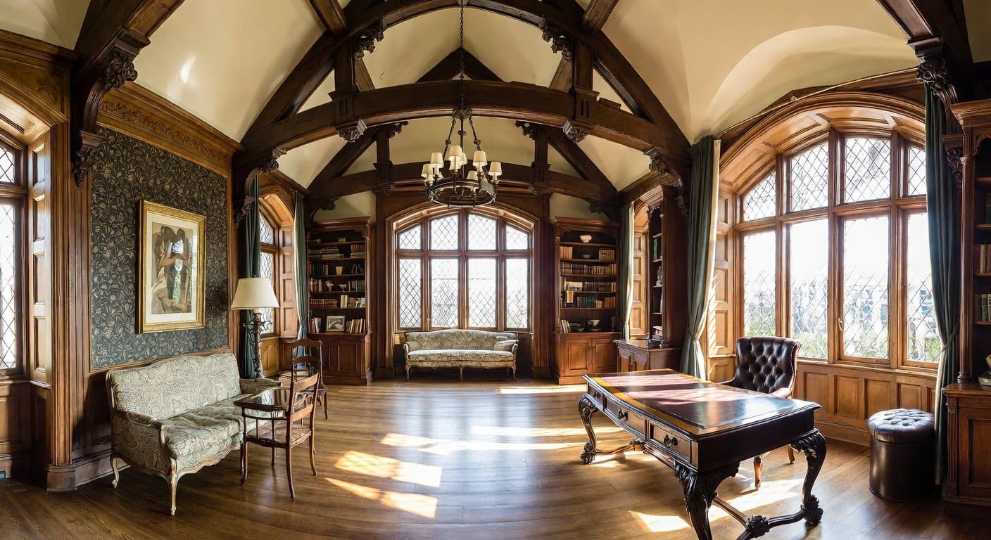 Gothic Revival playroom interior design - featuring gothic revival style furniture, decor, colors, and layout ideas for your playroom