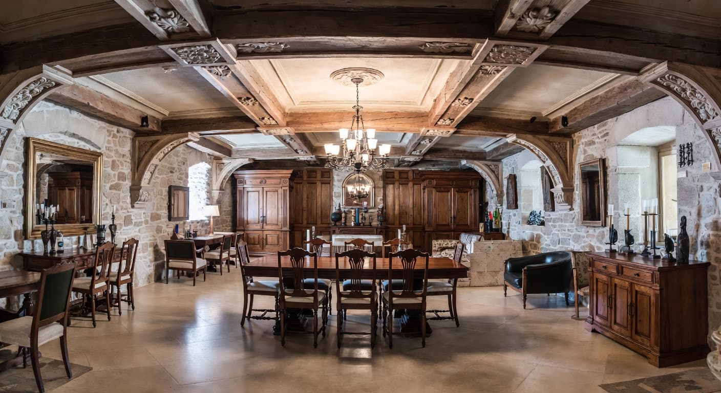 Gothic Revival wine cellar interior design - featuring gothic revival style furniture, decor, colors, and layout ideas for your wine cellar