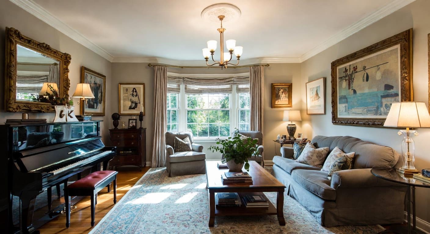 Grandmillennial music room interior design - featuring grandmillennial style furniture, decor, colors, and layout ideas for your music room