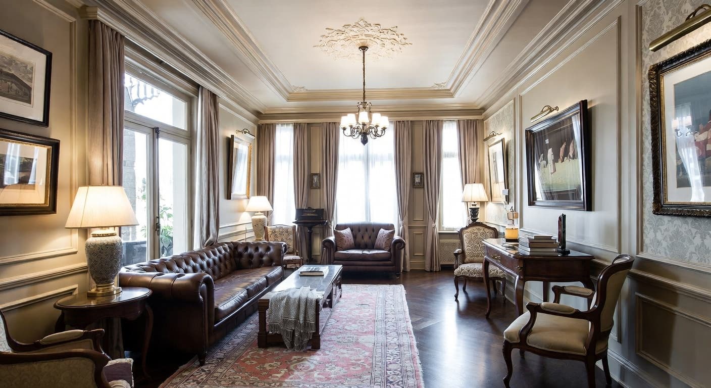 Grandmillennial smoking room / cigar lounge interior design - featuring grandmillennial style furniture, decor, colors, and layout ideas for your smoking room / cigar lounge