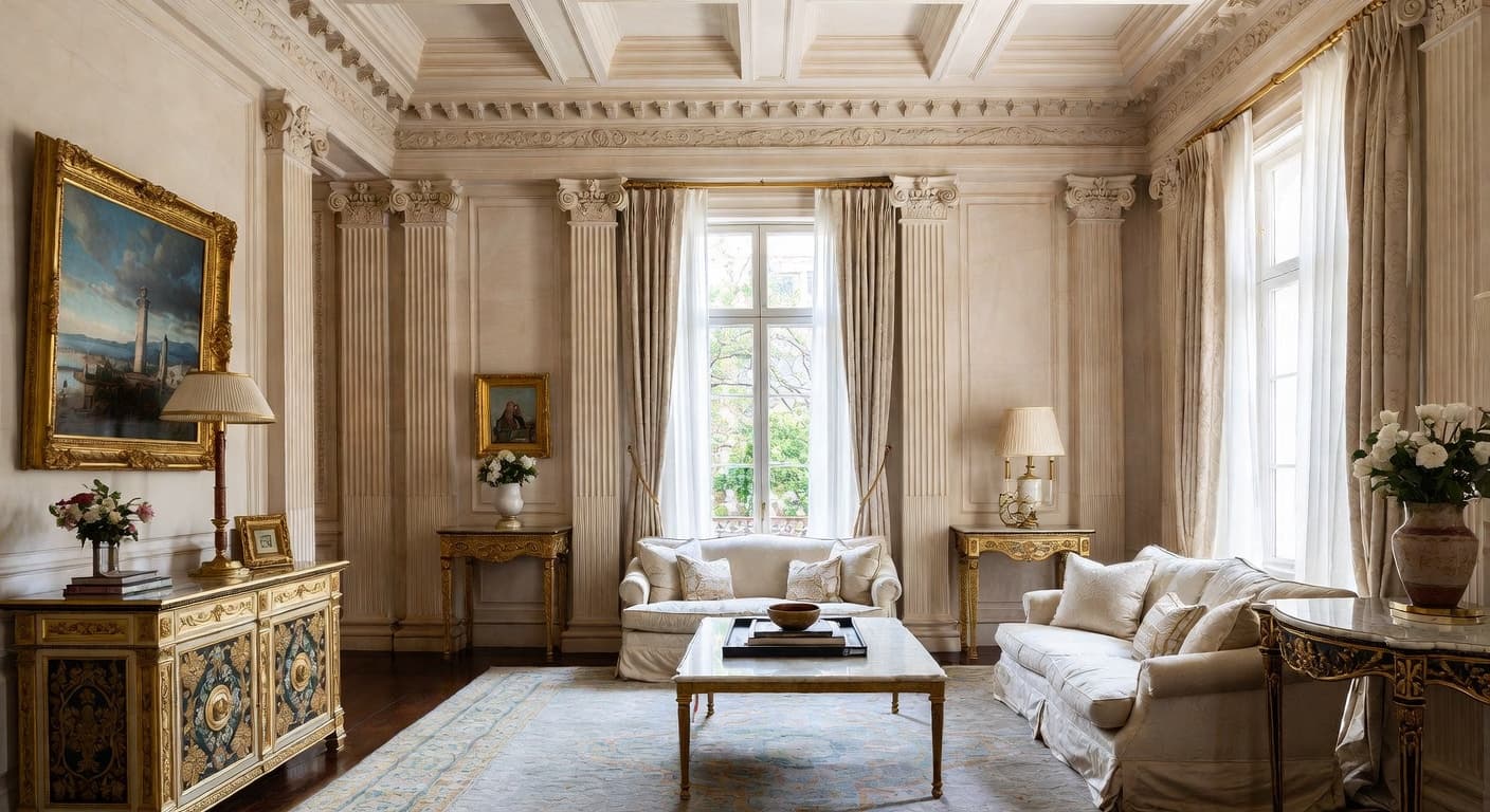 Greco-Roman entryway interior design - featuring greco-roman style furniture, decor, colors, and layout ideas for your entryway