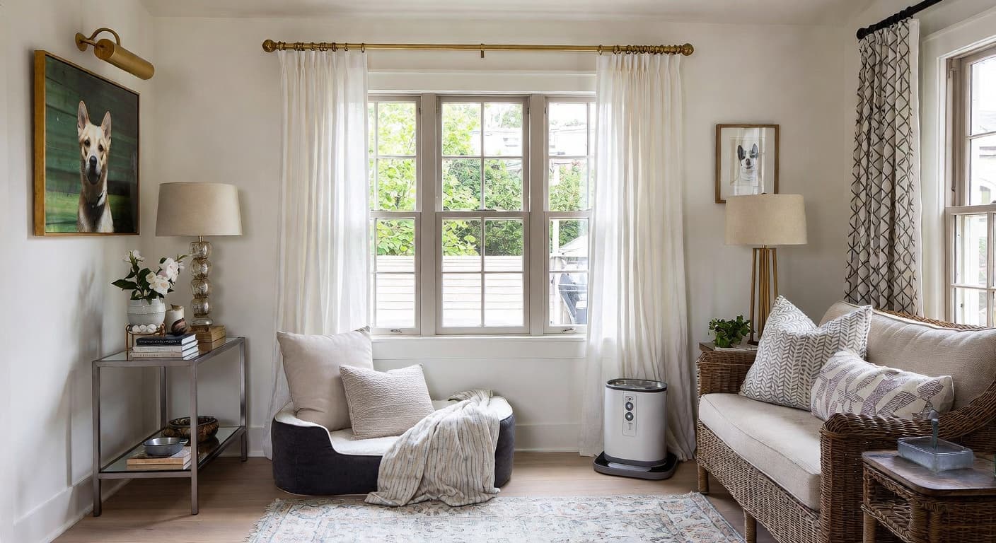 Hamptons pet room interior design - featuring hamptons style furniture, decor, colors, and layout ideas for your pet room