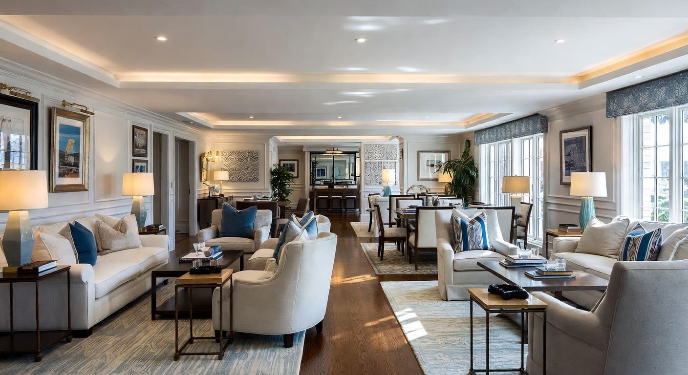 Hamptons smoking room / cigar lounge interior design - featuring hamptons style furniture, decor, colors, and layout ideas for your smoking room / cigar lounge